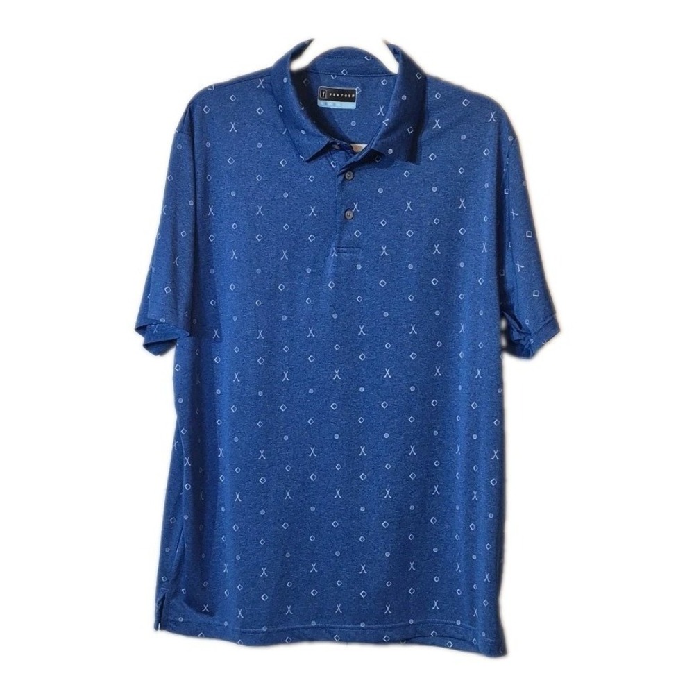 PGA Tour Men's Blue Golf Shirt with Mini Clubs Pattern Size Xl
